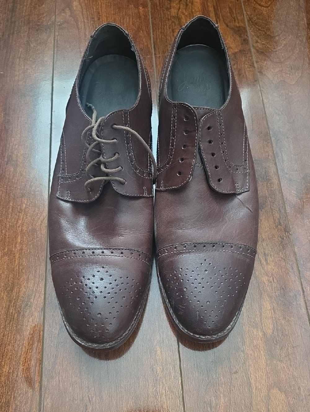 Men's Dark Brown Leather Cap-Toe Derby Oxfords